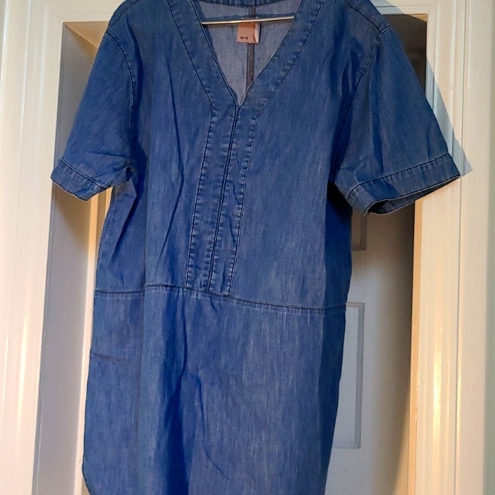 ASOS denim shirt-dress tunic short-sleeve
